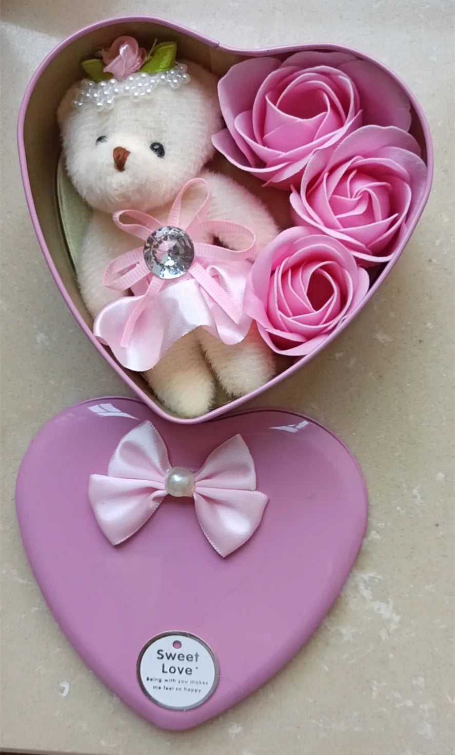 Heart Shaped Gift Box Teddy Bear Plush Toy For Valentine And Wedding Gift