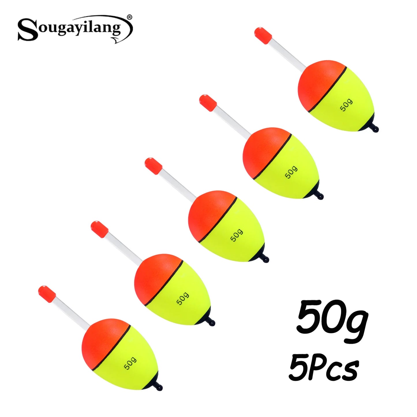 Sougayilang 5Pcs Night Light Fishing Buoy with High Visibility EVA Double Ribbon Big Belly Ball for Night Fishing and Long Throw