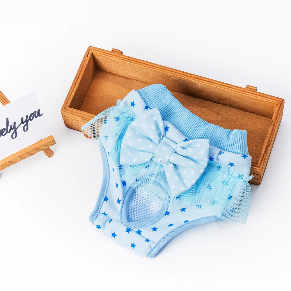 10PC/Lot Dog Physiological Pants Washable Cotton Female Dog Menstrual Panties Princess Bow Pet Underwear