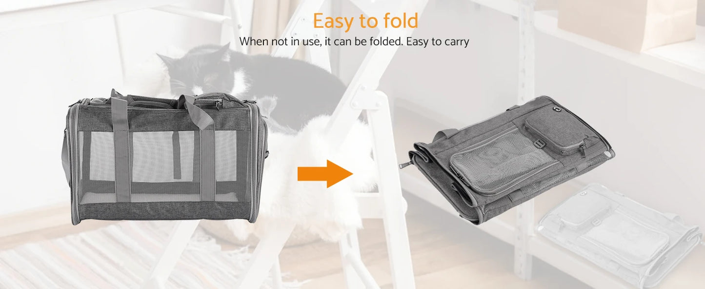 Airline Approved Pet Carrier for Cats Dogs Soft Travel Bag with Breathable Honeycomb Board,Removable Support Board for Vet