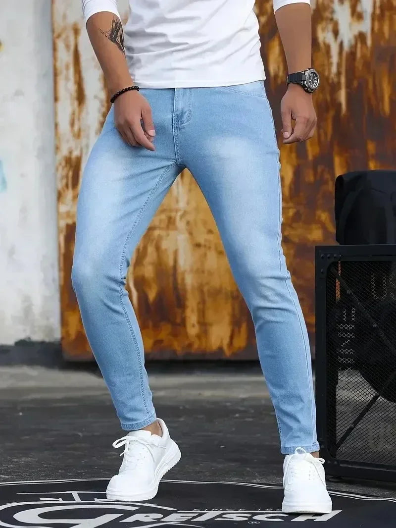 Men's Slim Fit Jeans Denim Blue Casual Streetwear Everyday