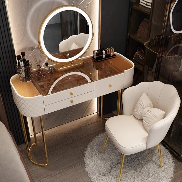 Makeup Luxury Dressing Table Mirror Led Light Salon White Dressing Table Storage Bedroom Comoda Pra Quarto Home Furniture