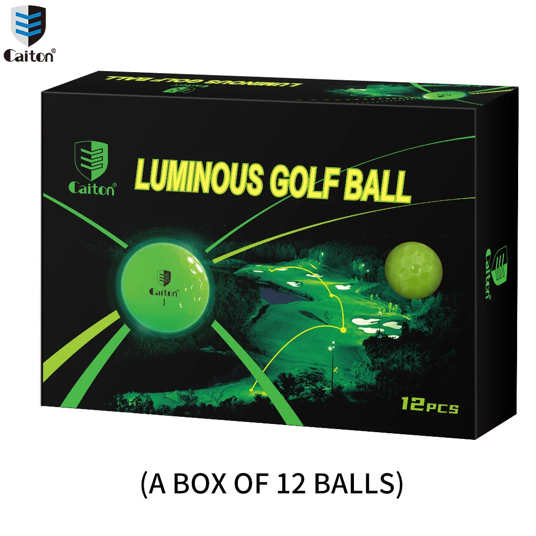 Caiton Glow Golf Balls for Night Sports,Tournament Fluorescent Glowing in The Dark Golf Ball,Long Lasting Bright Luminous Balls