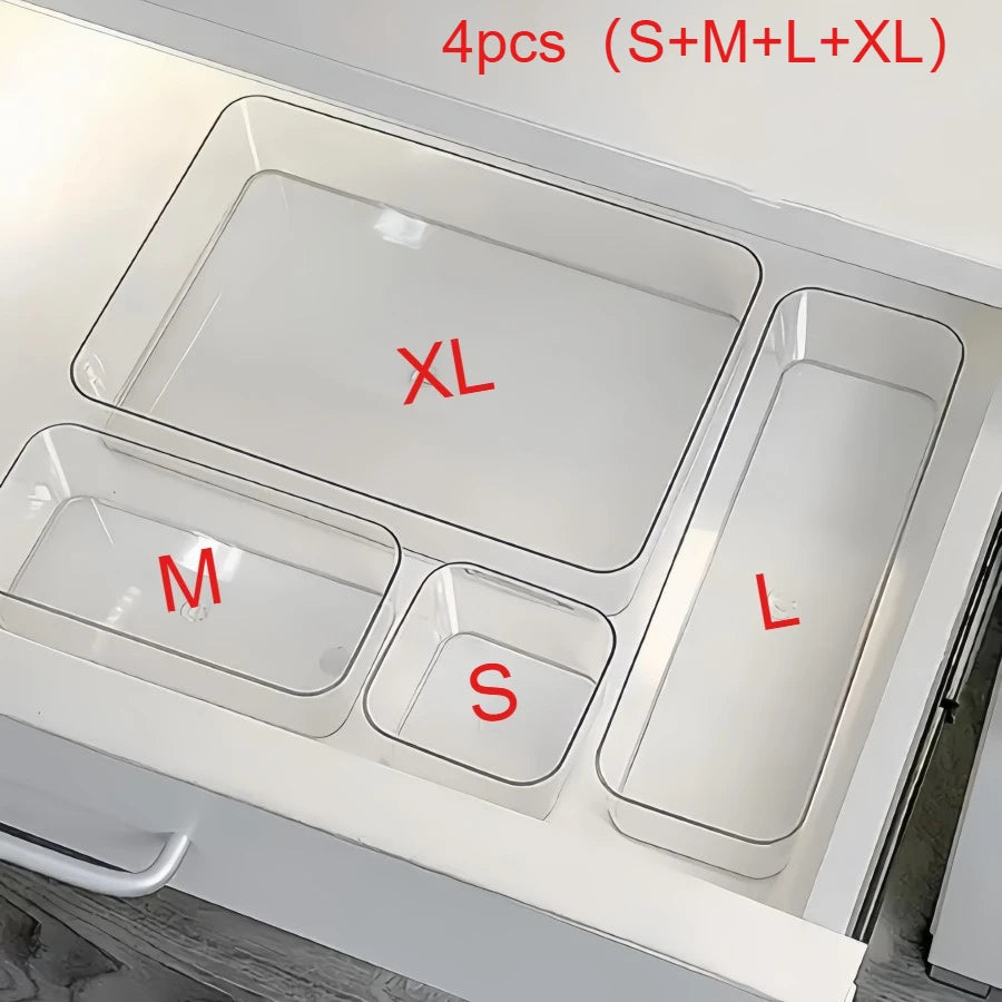 4/7/8pcsTransparent Cosmetic Storage Boxes, Drawer Built-in Separation and Organizing Box, Desktop Office Stationery Storage Box