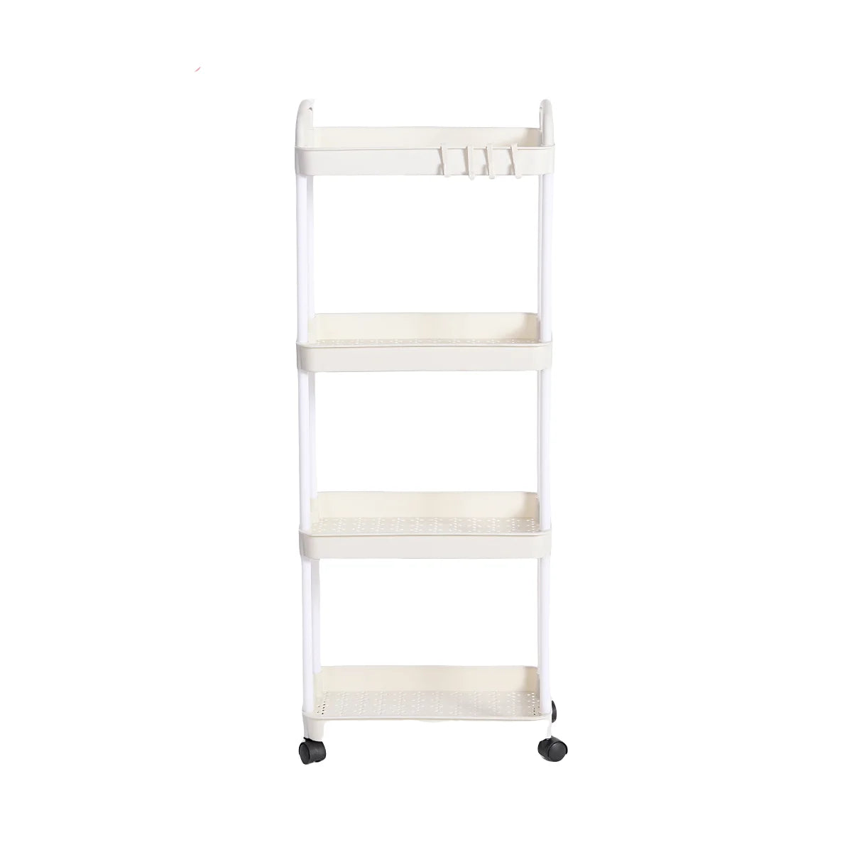 Plastic Rolling Utility Cart with Handle Storage Trolley for Office, Living Room, Kitchen, Movable Storage Organizer with Wheel