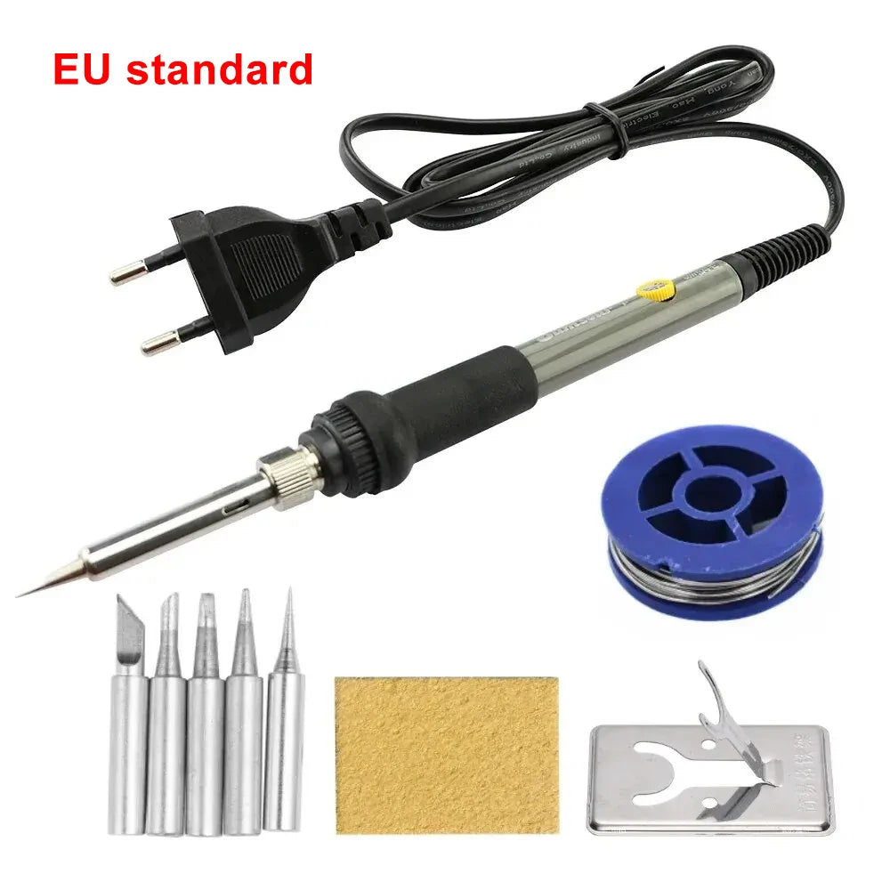 60W Adjustable Temperature Electric Soldering Iron Welding Iron Rework Station Heat Pen Tips DIY Repair Tool