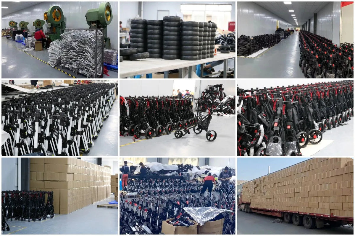 Factory Price Golf Cart 4 Wheels Golf Trolley Cart Folding Golf Push Trolley With Umbrella Holder