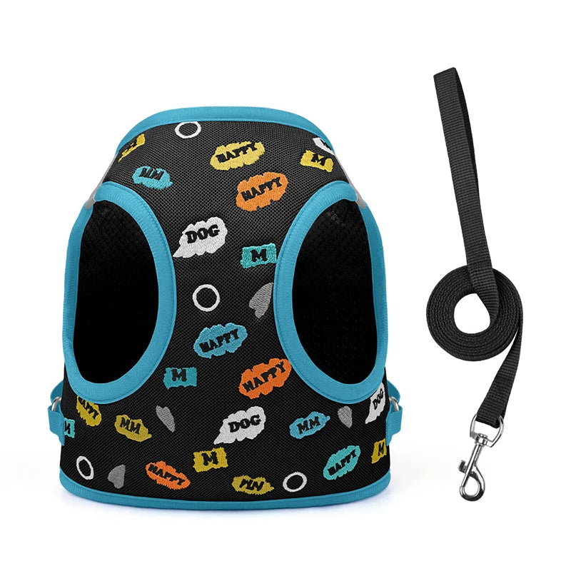 Puppy Dog Reflective Pet Harness And Leash Set For Dog &Cat No Pull Dog Vest Harness With Breathable Mesh Chest Straps