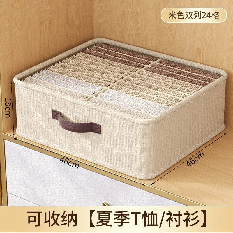 Wardrobe Clothes Storage Organizer Sweater T-Shirt Storage Box Thickened Pants Storage Box With PP Board Cabinet Foldable Drawer
