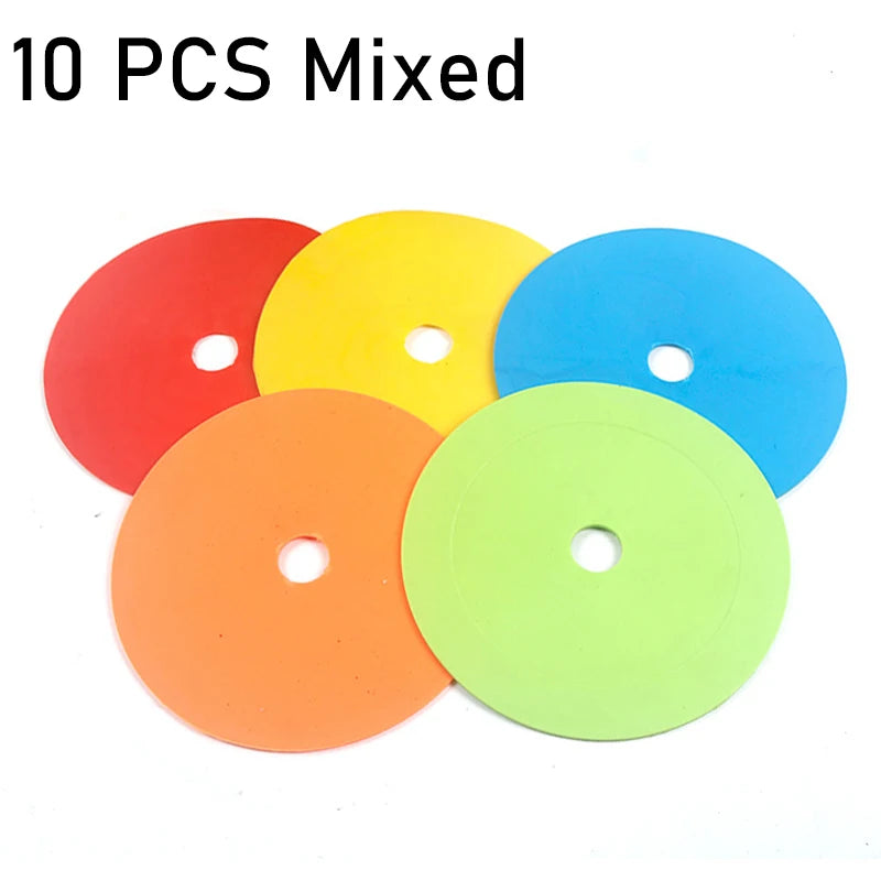 Flat Soccer Cones Marker Discs, 150mm Diameter, TPE Elastomer, Multicolor