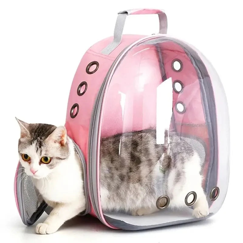Cat Pet Carrier Backpack - Transparent Capsule Bubble Design, Breathable for Small Animals (Puppy/Kitty/Bird), Ideal for Travel