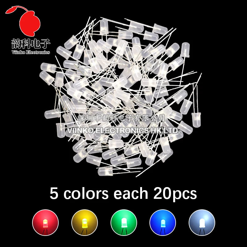 3MM 5MM Light Emitting Diodes Electronics Kit Box F3 F5 LED Diode Assorted Kit White Green Red Blue Yellow Orange