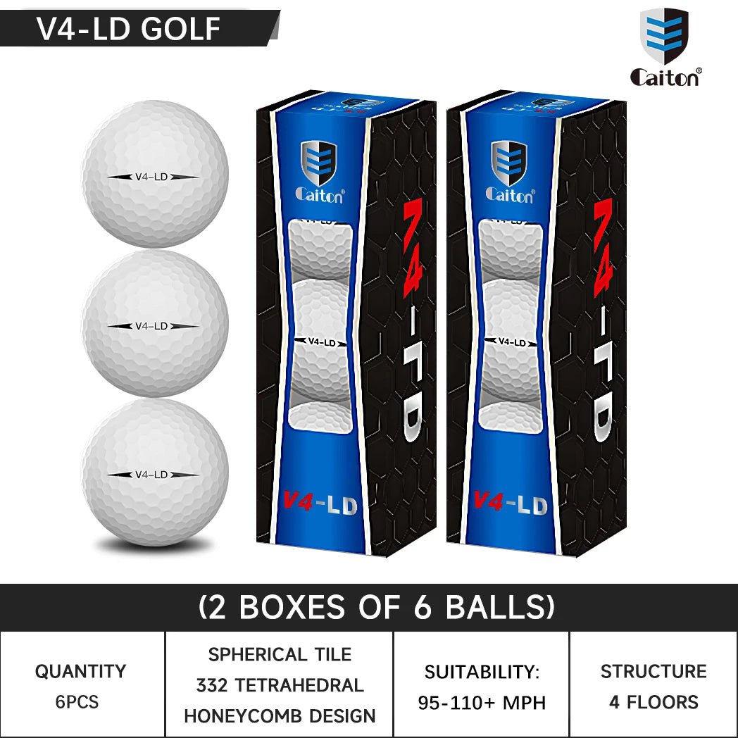 Caiton Pro Golf Balls - 4 Layers, DuPont Surlyn, Adds 30 Yards, Tournament Performance, Great Feel (12/6/3 Pack)