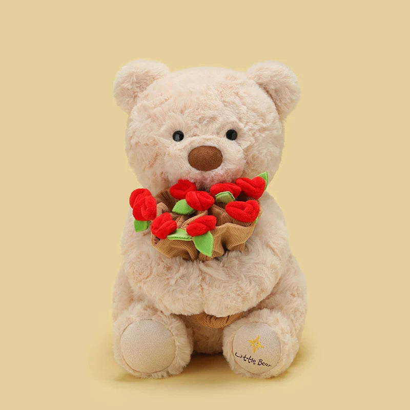 New Hot Sale Teddy Bear with Roses Plush Toy Soft Bear Stuffed Doll Romantic Gift for Lover Home Decor Girls Birthday Gift