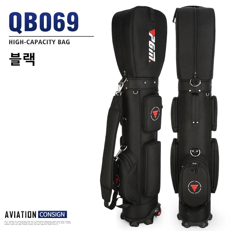 PGM Golf Bag with Wheels Ultra-light Sport Standard Golf Bags Large Capacity Golf Aviation Ball Storage Multifunctional QB069