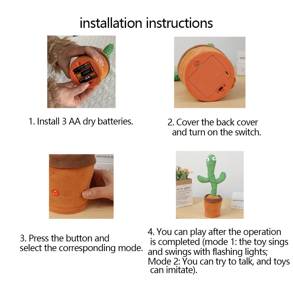1pc-Dancing Talking Cactus Toys For Baby Boys And Girls, Singing Mimicking Recording Repeating What You Say Sunny Cactus Up Plus