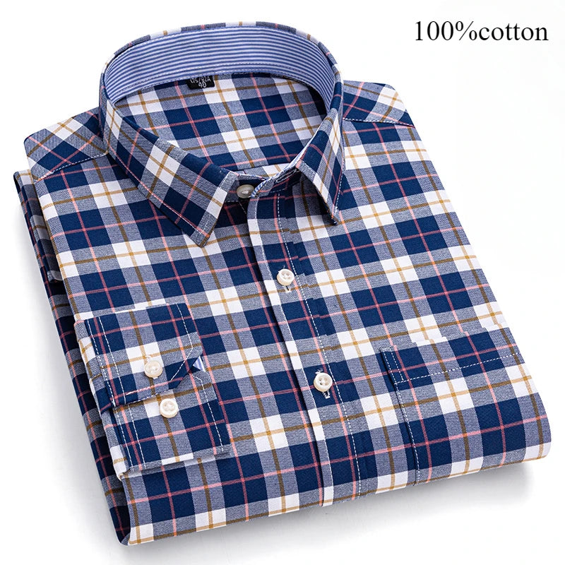 Fashion over size 7XL long-sleeve shirts for men 100%cotton Oxford slim fit plain shirt soft casual elegants designer clothes