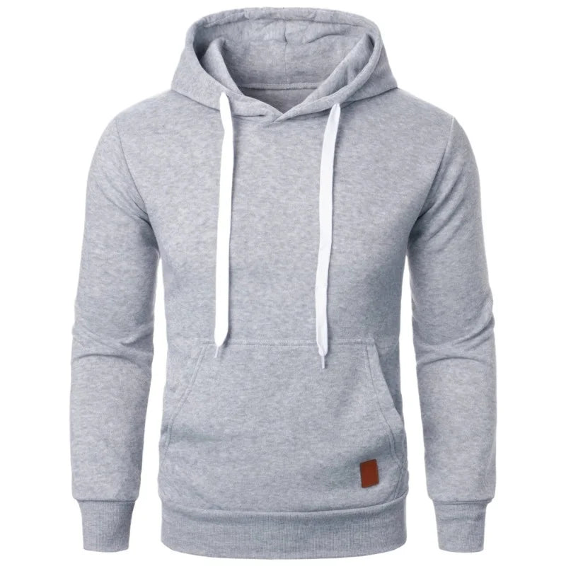 Mens Casual Hooded Collar Drawstring Hoodies Sweatshirts Long Sleeve Shirts Outdoor Streetwear Solid Color Lightweight Pullover