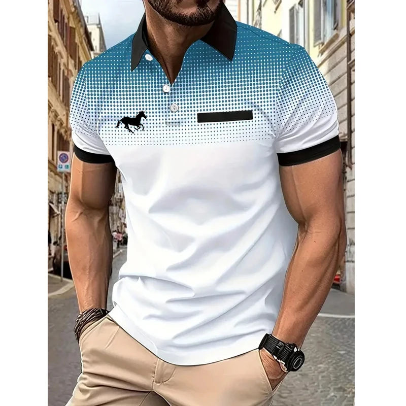 Men Summer Fashion Slim Fit Sport Short Sleeve 100% Polyester Polo Shirt Fake Pocket Decoration Casual Sport Golf Polo Shirt