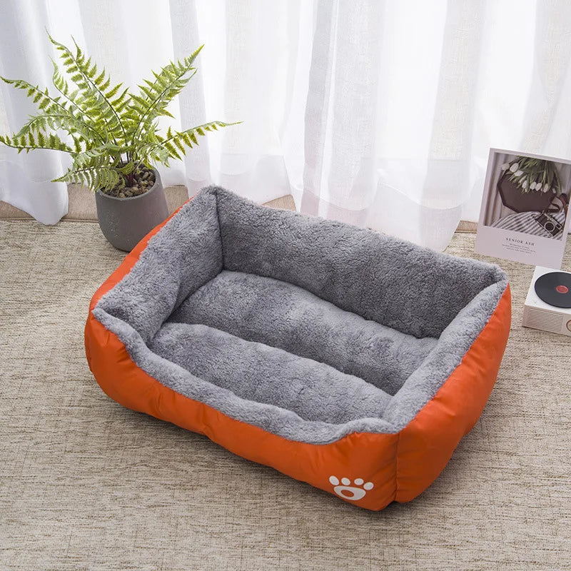Color Square Winter Dog Bed – Soft Warm Pet House Mat, Waterproof Cat Bed