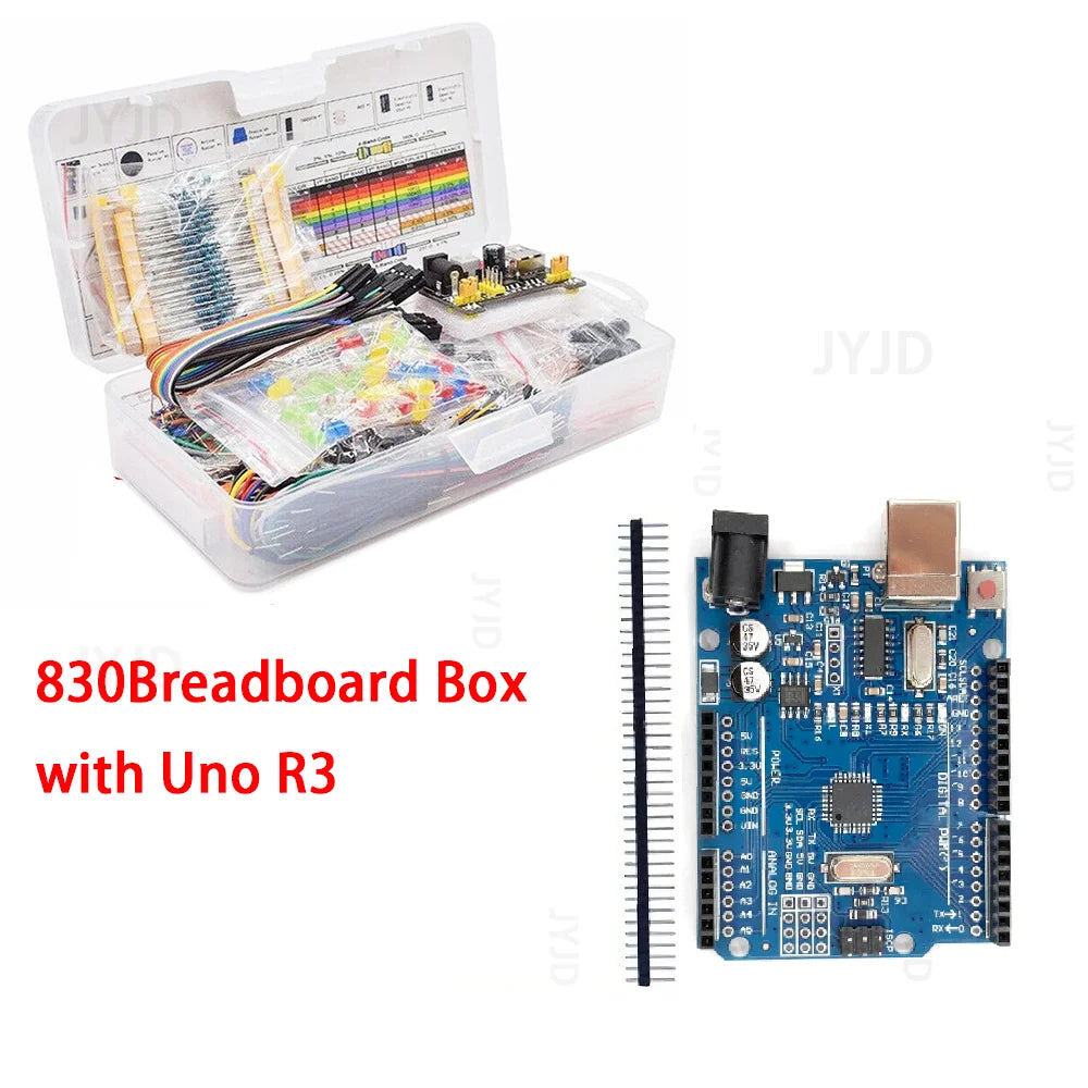 DIY Project Starter Kit For Arduino UNO R3 Kit Electronic DIY Kit Electronic Component Set With Box 830 Tie-points Breadboard