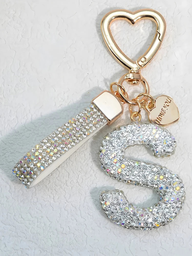 Elegant Diamond Letter Keychain – Lady Bag & Car Accessory