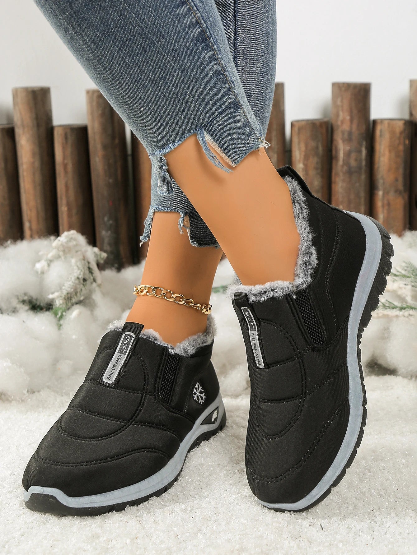 Women's shoes, casual shoes, fleece, thickened, warm, soft-soled, anti-slip and comfortable snow boots