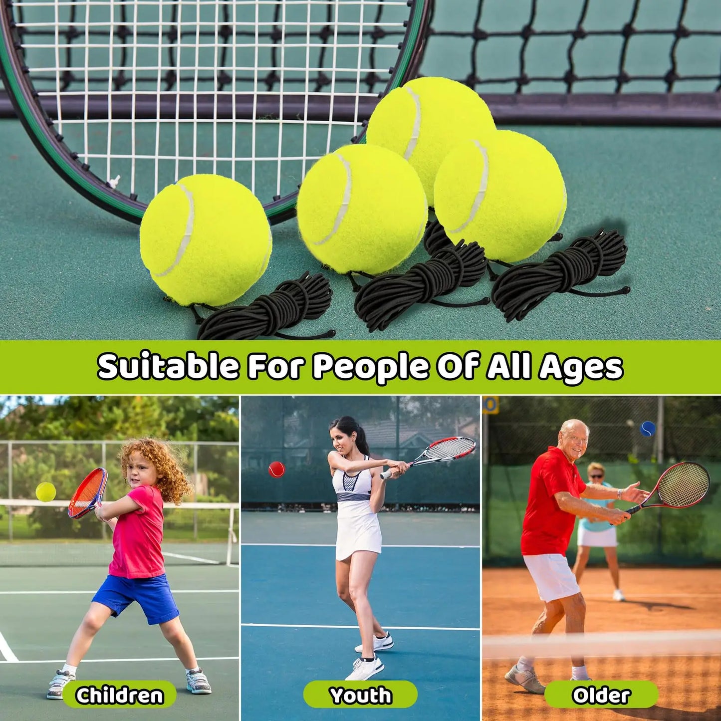 Tennis Training Ball with String Tennis Balls With Elastic Rope Tennis Training Partner Rebound Practice Ball Self Practice Tool