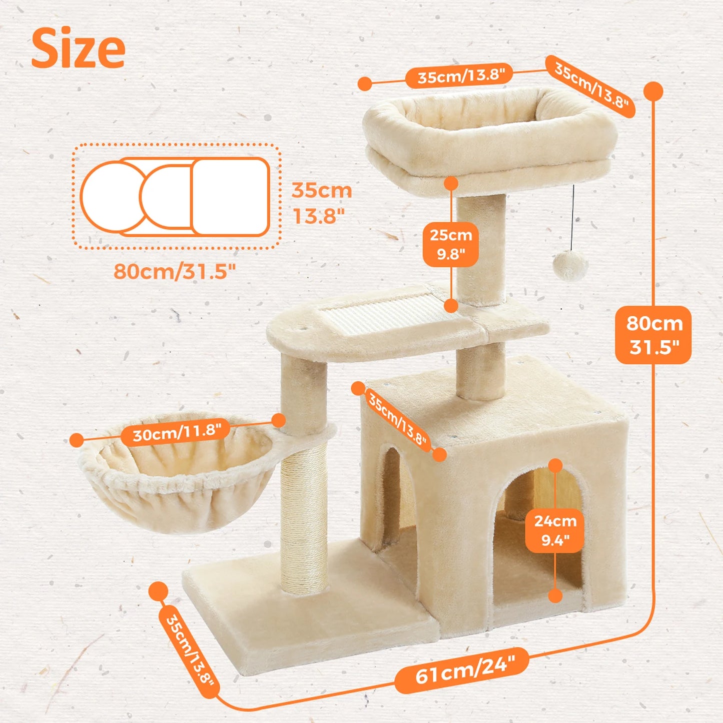 Indoor Cat Tree & Tower with Scratching Posts and Hammock – 2 Styles