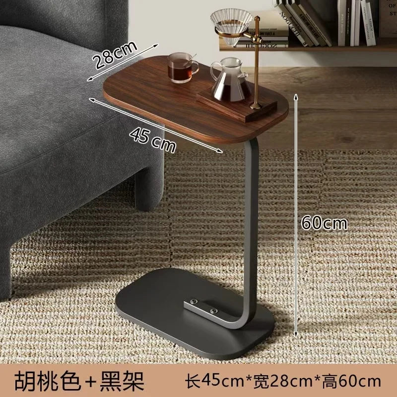 Modern Light Luxury Compact Coffee Table – C-shaped Portable Side Table for Living Room Sofa