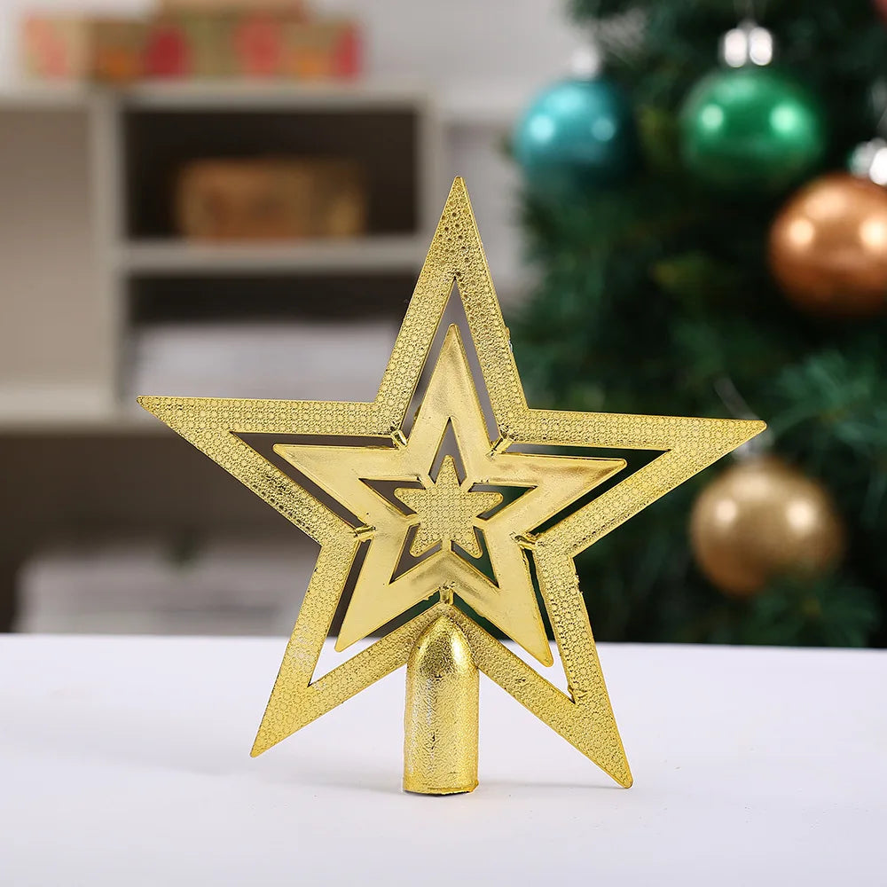 Christmas Tree Topper Star Pentagram Plated Plastic/Metallic Finish Ornament