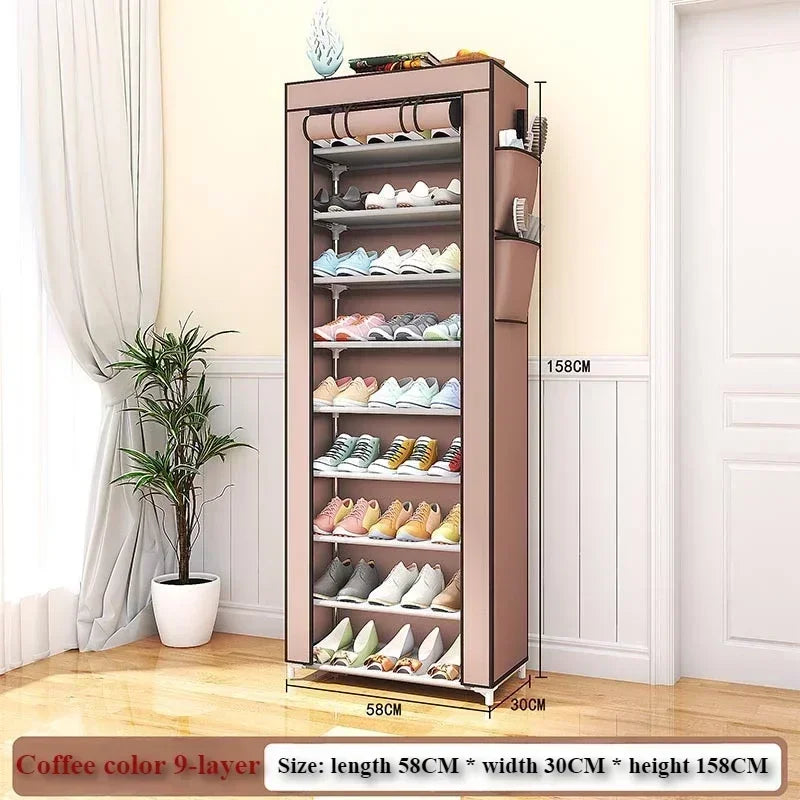 Dustproof Shoe Cabinet Economical Shoe Cabinet/simple Shoe Cabinet Entrance/space Saving Shoe Rack/storage Rack with Curtains