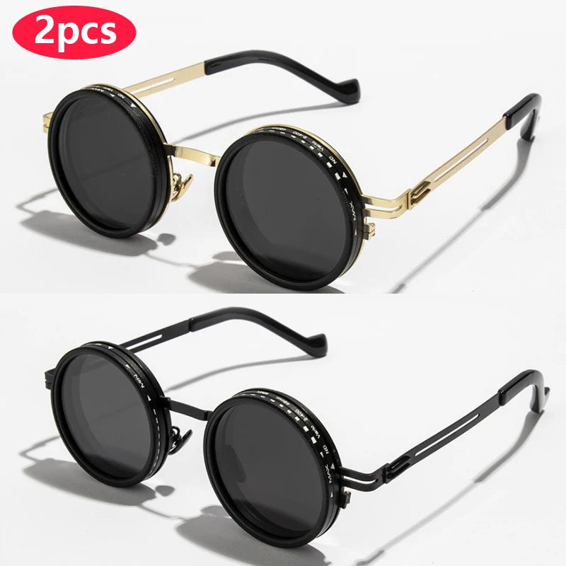 Polarized Round Sunglasses ND9 Adjustable Dimming Sun Glasses Men Women Retro Punk Men's Fishing Eyeglasses Outdoor Shades UV400