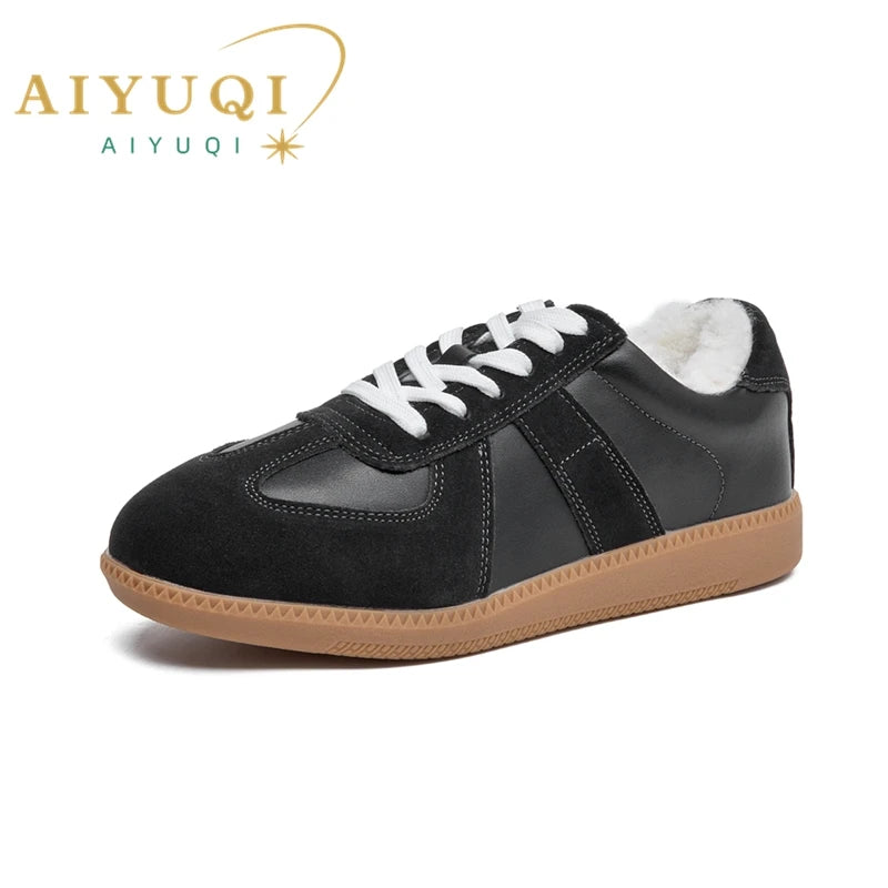 AIYUQI Women's Sneakers 2025 New Genuine Leather Ladies Moral Training Shoes Casual Spring Flat Shoes Women