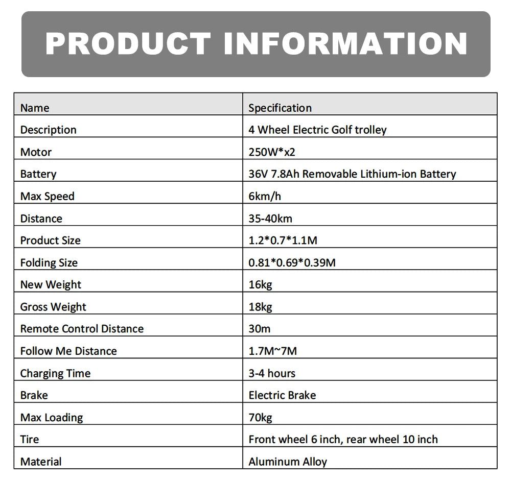 ESWING US Warehouse Golf Electric Cart 4 Wheel Folding Golf Trolley Remote Controlled Follow-Me Golf Caddy Cart