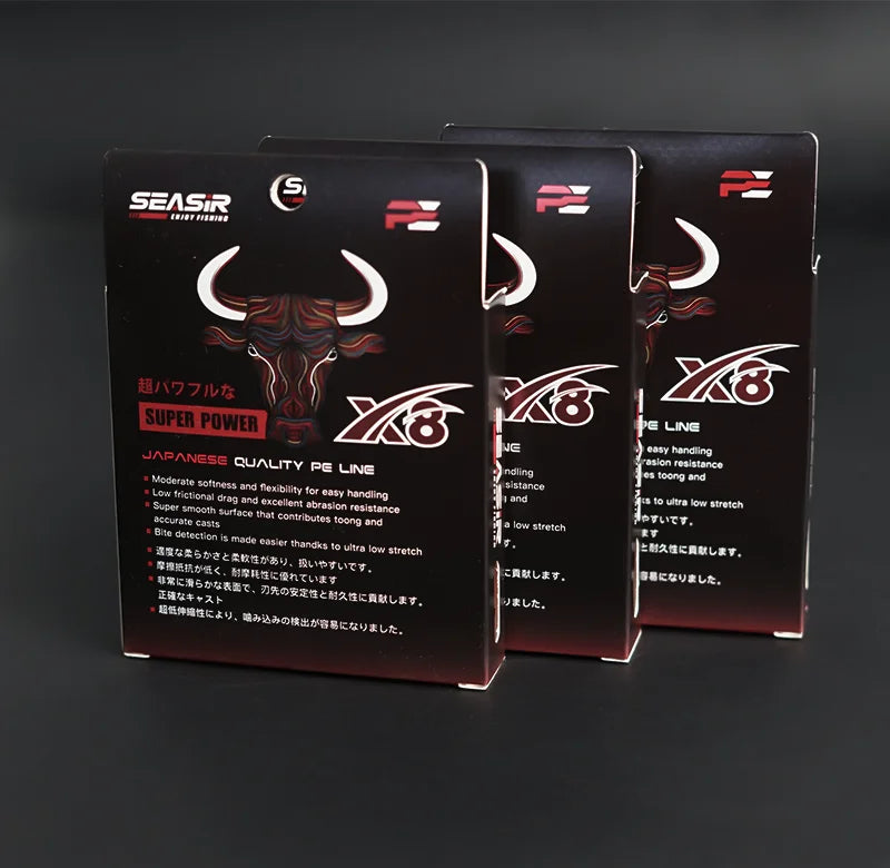 Seasir RedBull 8 Braided Pe Fishing Line 150M 0.8-5.0 12-50LB Japan Quality Multifilament High Stength Strands Main Line