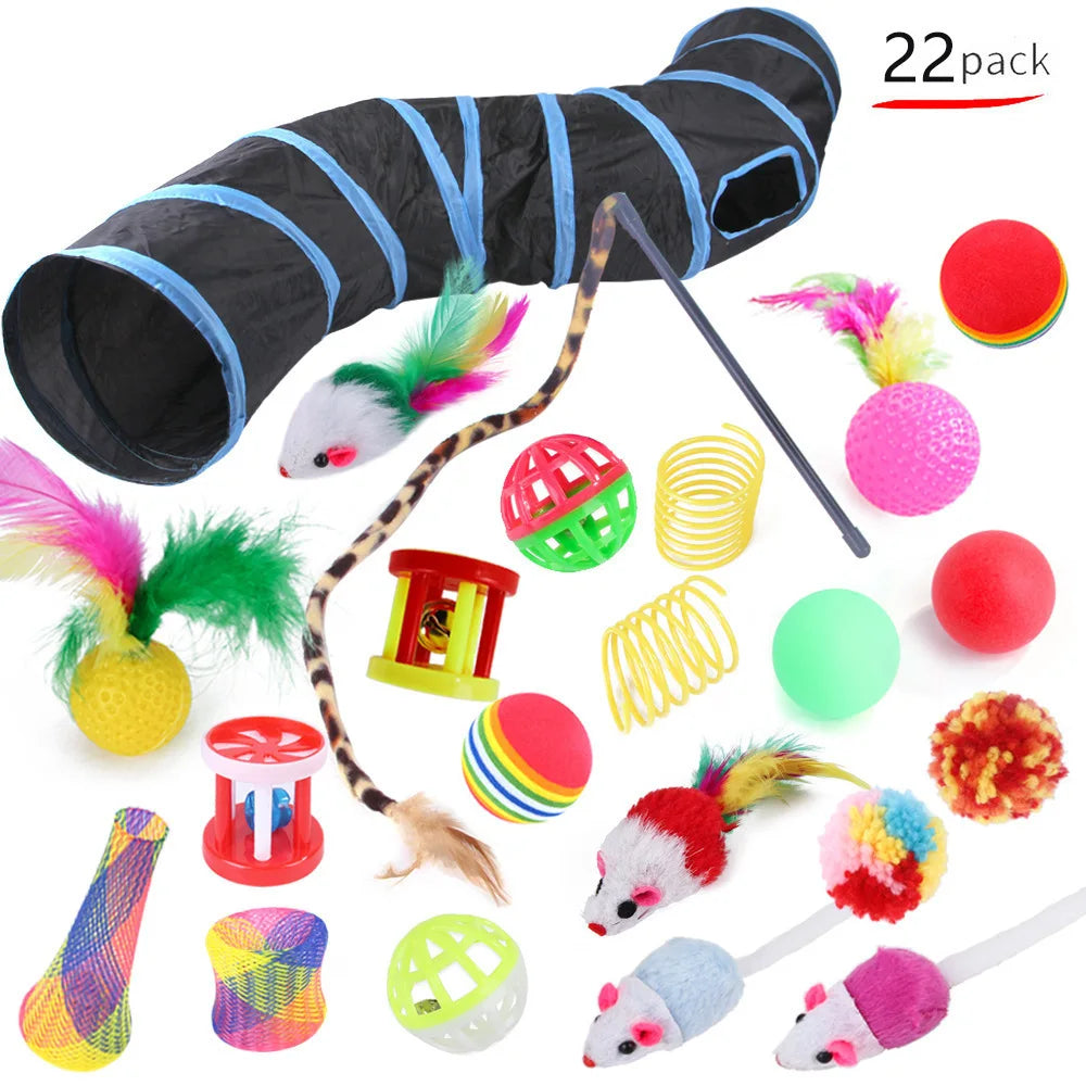 22-Pack Interactive Cat Toys Set for Kittens & Cats