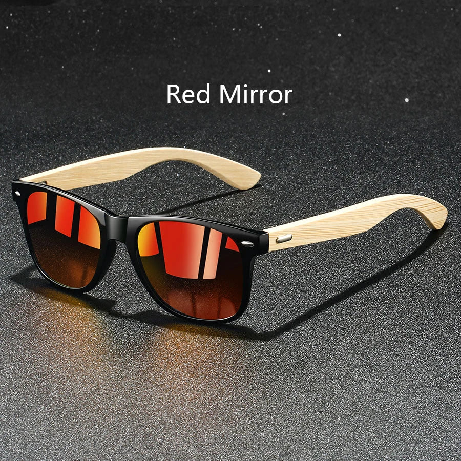 Fashion Bamboo Wood Vintage Square Sunglasses Wooden Men Women Luxury Brand Designer Sun Glasses Driving Fishing UV400 Eyewear