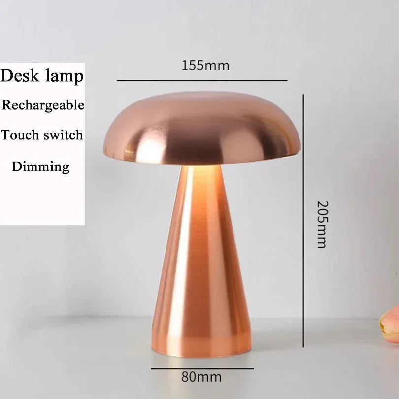 LED Table Lamp Retro Mushroom Touch Sensor Bedside Lamp Rechargeable Reading Lights For Bedroom Restaurant Bar Decor Lighting