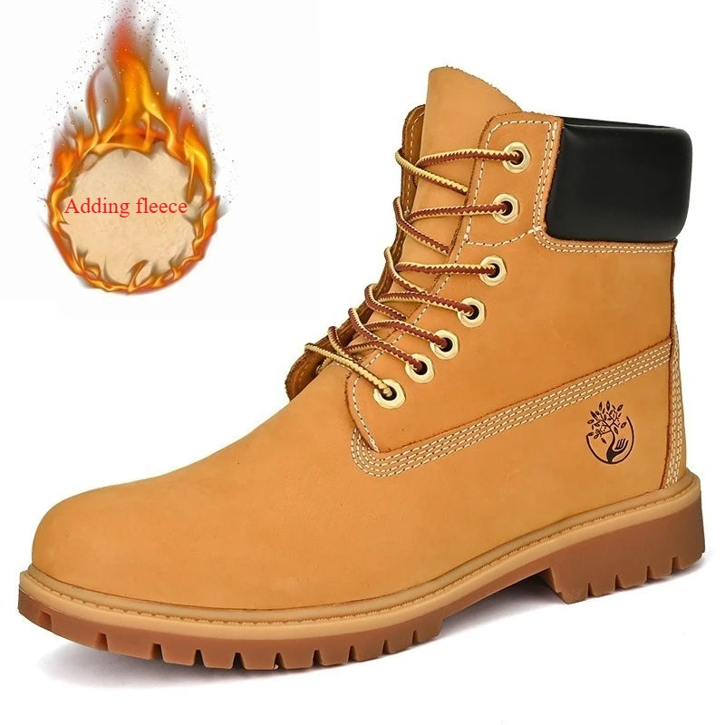 Men's Ankle Boots Leather Lace Up Non Slip Winter Warm