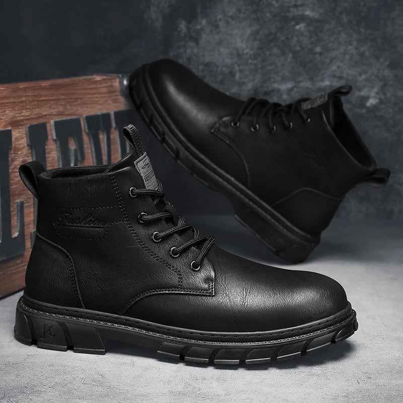 Winter Men Boots Outdoor Leather Ankle Boots Lightweight High Top Casual Boots Designer Male Work Boots Classic Handmade Boots