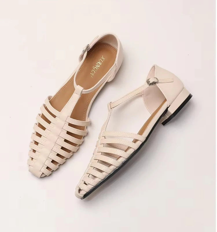 ZAROY Summer Cross Strap Flat Sandals Women Round Toe Ankle Buckle Hollow Casual Roman Sandalia Zapatos De Mujer сандали