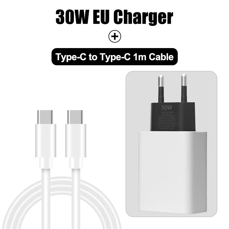 30W USB-C Charger and Cable, Fast Charging for USB Type-C Devices