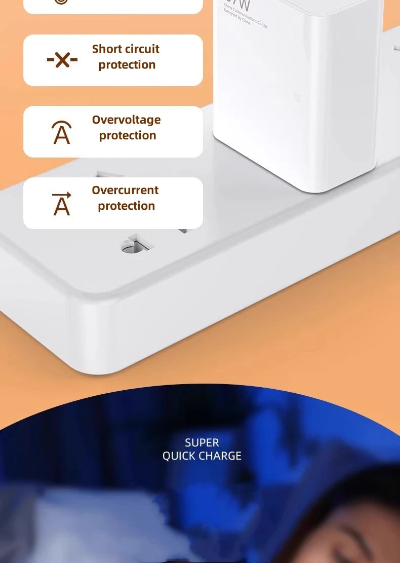 67W USB Fast Charger for Xiaomi 14 13 12 11 10 Ultra Redmi Note 12T 13 Pro Turbo Quick Charge Type C USB Charging Cable