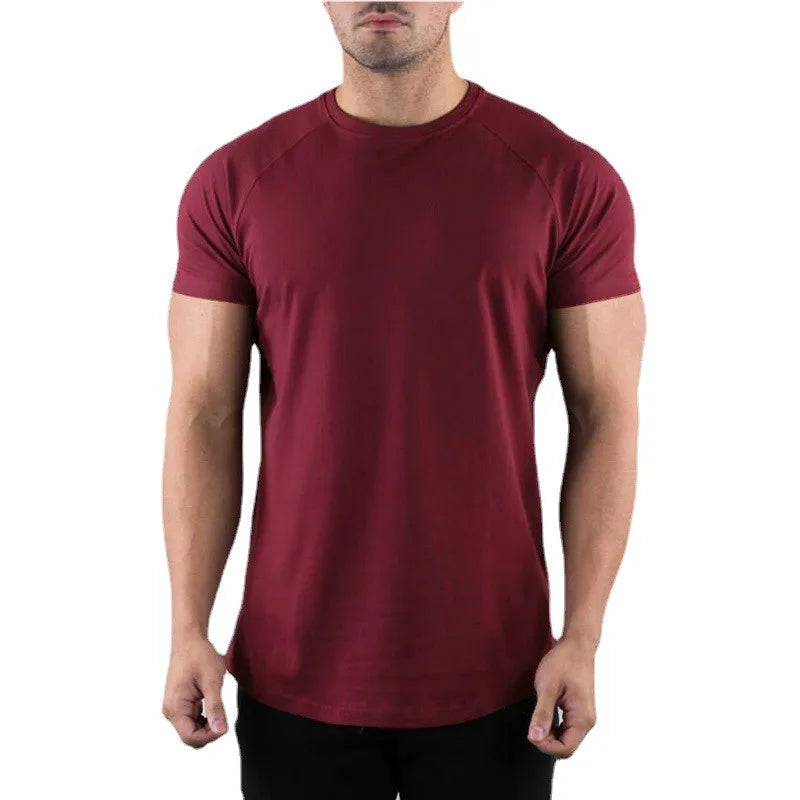 Plain Clothing Fashion T Shirt Men Cotton Breathable Fitness Mens Short Sleeve T-shirt Gym Tshirt Summer Tight Tee Shirt Homme