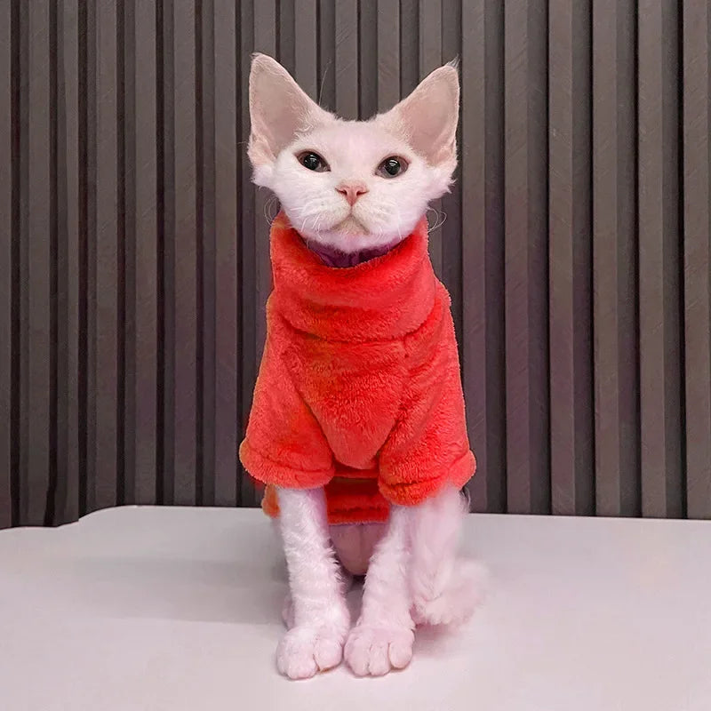 XS-XXL Hairless Cat Sweater Winter Fashion Thickening Warm Sphynx Pet Clothes Comfortable Winter Cat Clothes for Small Dogs Vest
