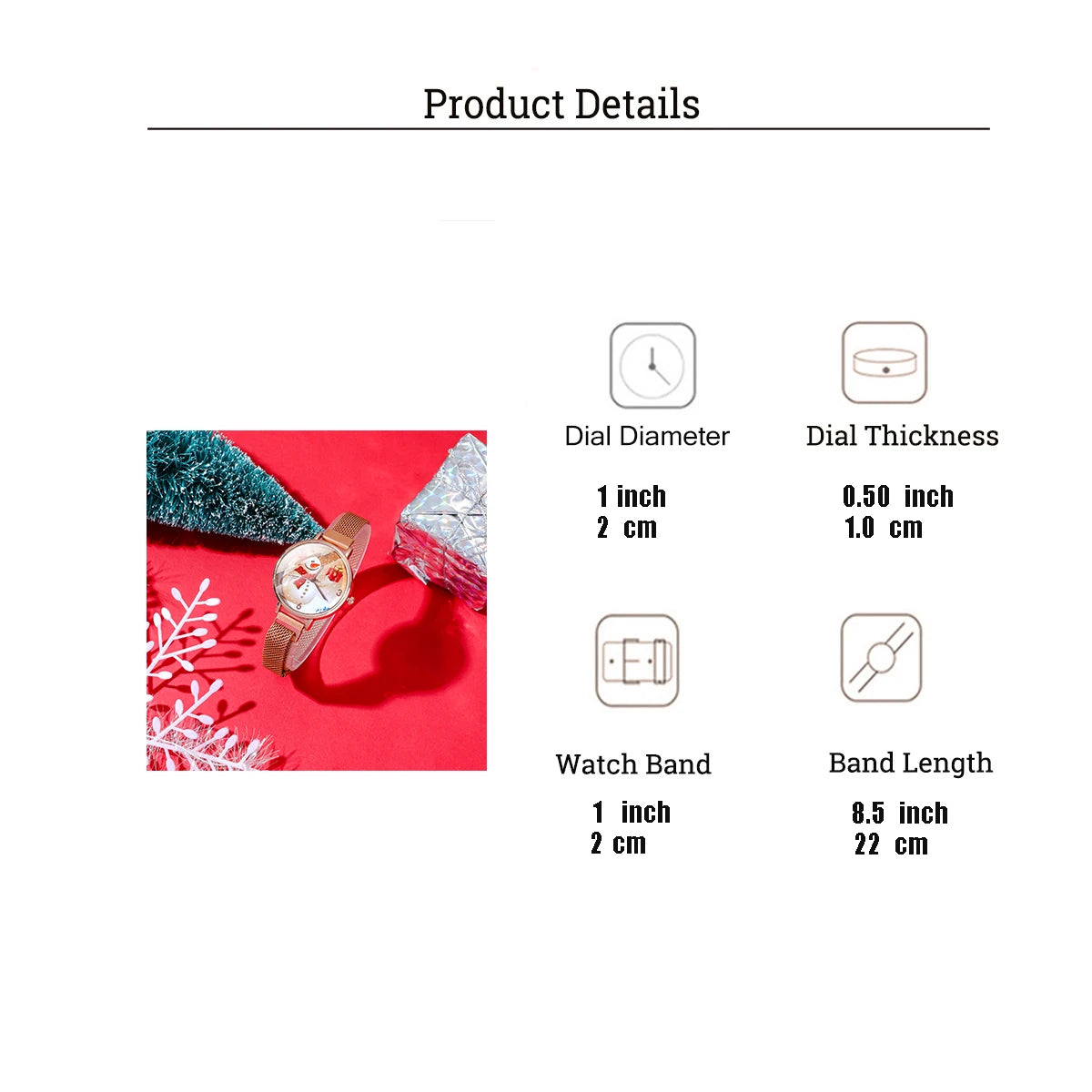 Festive Quartz Watch Accessory Set – Snowman & Reindeer Pattern