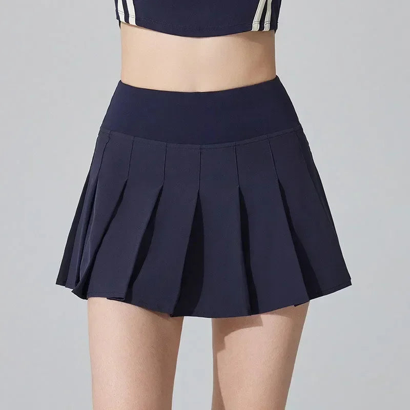 High Waist Slim Fit Pleated Skirt Running Sports Fitness Skirt Tennis Badminton Golf Short Skirt for Women