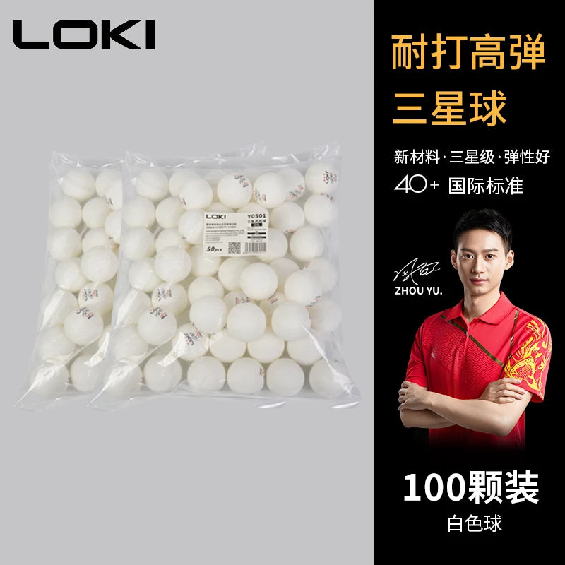 50/100PCS LOKI Table Tennis Balls 3 Star 40+ New ABS Plastic Material Ping Pong Balls with Seam Club Training Ping Pong Balls