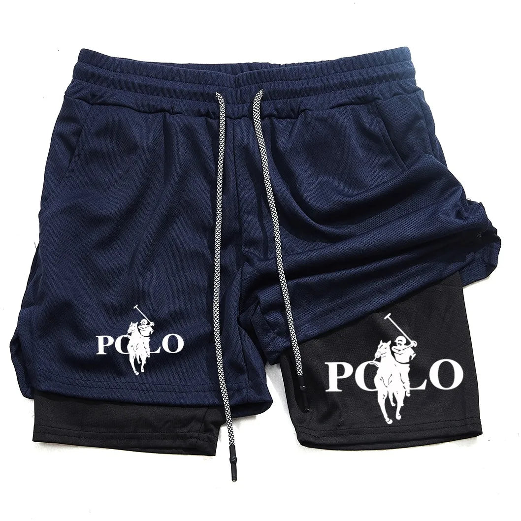 Men's anime double-layer shorts, sports printed multifunctional training fast drying jogging pants